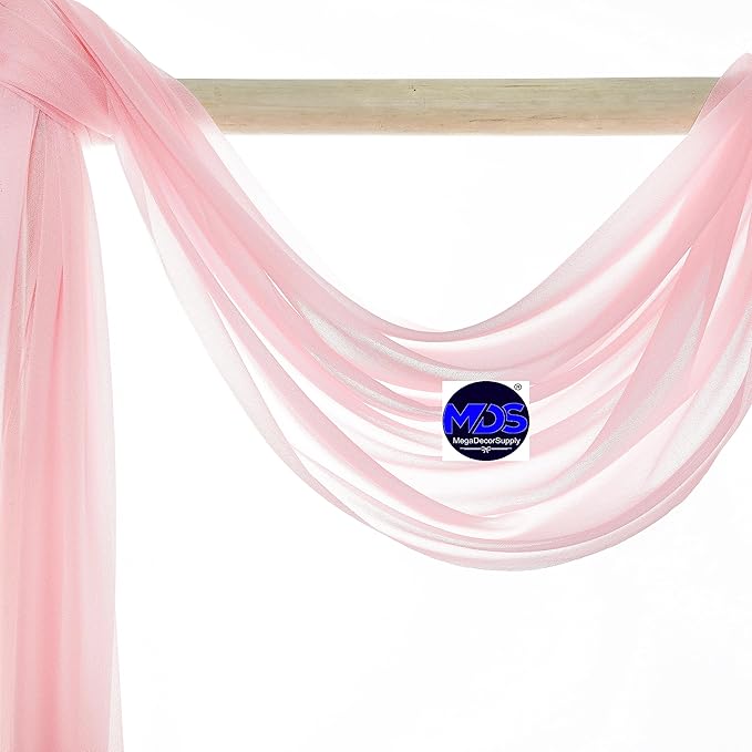 MDS Halloween Chiffon Draping Fabric - 2 Panel, 30" Wide x 75ft Long - Sheer Spooky Arbor & Canopy Drapery for Haunted House Backdrops, Party Ceilings, DIY Costumes & Themed Events - Blush Pink