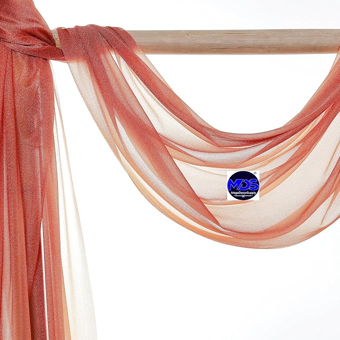 MDS Halloween Chiffon Draping Fabric - 1 Panel, 30" Wide x 40ft Long - Sheer Spooky Arbor & Canopy Drapery for Haunted House Backdrops, Party Ceilings, DIY Costumes & Themed Events - Terracotta
