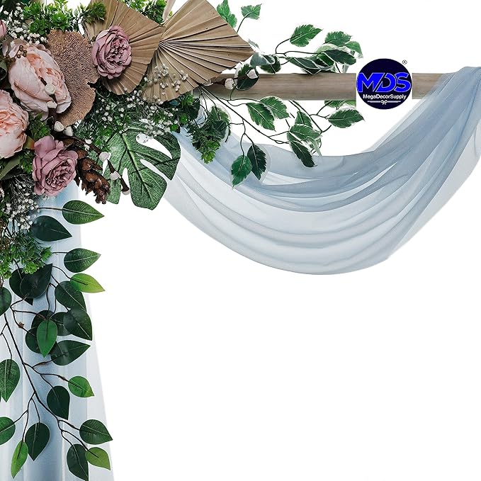 MDS Halloween Chiffon Draping Fabric - 1 Panel, 30" Wide x 30ft Long - Sheer Spooky Arbor & Canopy Drapery for Haunted House Backdrops, Party Ceilings, DIY Costumes & Themed Events - Baby Blue