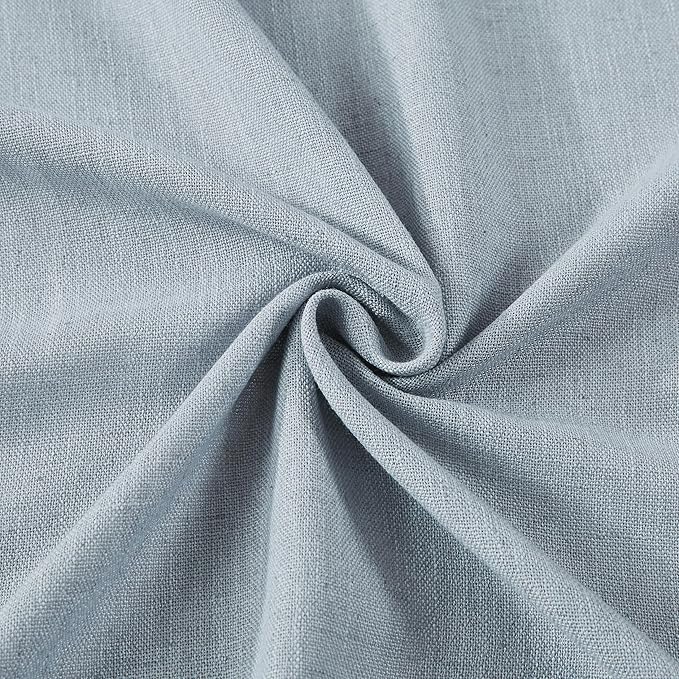 Vision Home Blue Fog Pinch Pleated Semi Sheer Curtains Textured Linen Blended Light Filtering Window Curtains 90 inch for Living Room Bedroom Patio Pinch Pleat Drapes with Hooks 1 Panel 60" Wx90 L