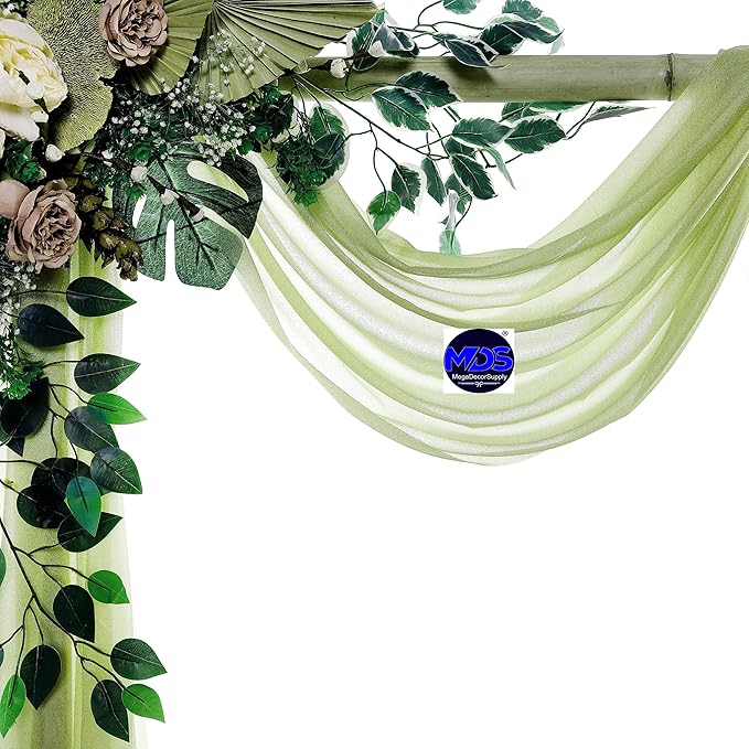 MDS Halloween Chiffon Draping Fabric - 2 Panel, 30" Wide x 20ft Long - Sheer Spooky Arbor & Canopy Drapery for Haunted House Backdrops, Party Ceilings, DIY Costumes & Themed Events - Sage Green