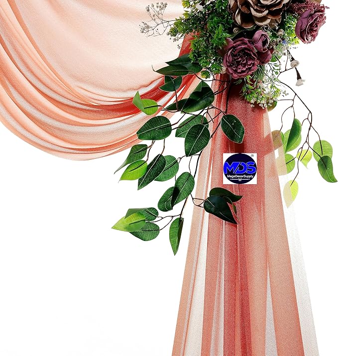 MDS Halloween Chiffon Draping Fabric - 2 Panel, 30" Wide x 30ft Long - Sheer Spooky Arbor & Canopy Drapery for Haunted House Backdrops, Party Ceilings, DIY Costumes & Themed Events - Terracotta