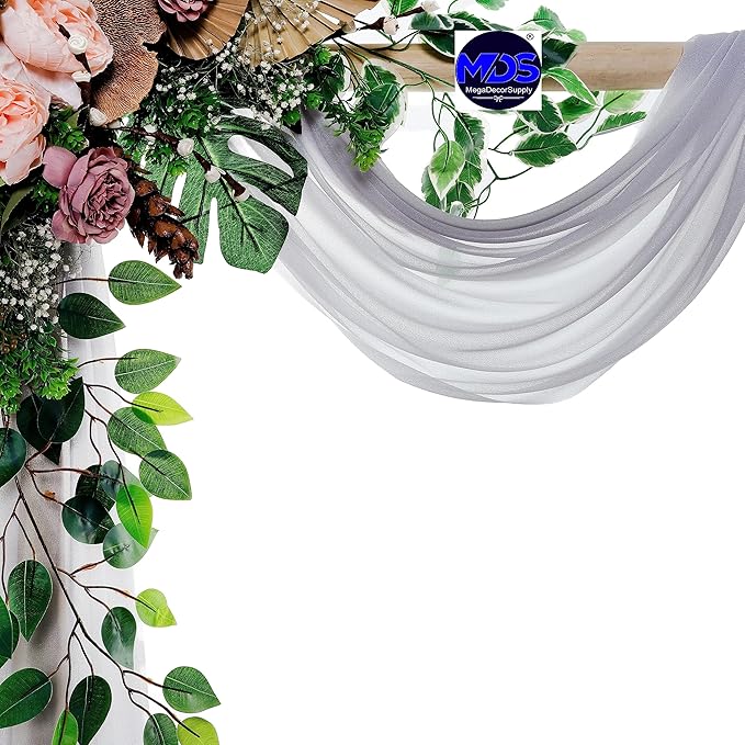 MDS Halloween Chiffon Draping Fabric - 1 Panel, 30" Wide x 75ft Long - Sheer Spooky Arbor & Canopy Drapery for Haunted House Backdrops, Party Ceilings, DIY Costumes & Themed Events - Cool Gray