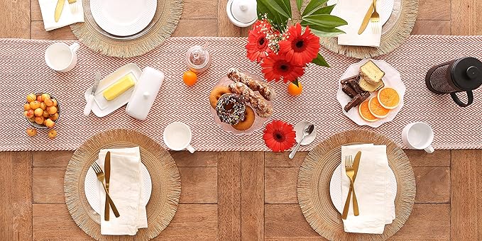 DII Woven Basic Tabletop Collection, Chevron Table Runner, 15x72, Spice