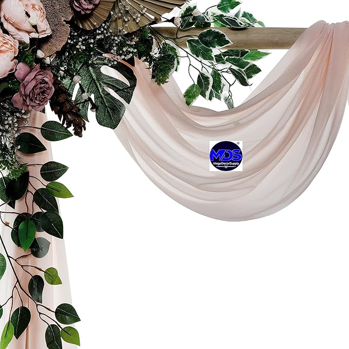 MDS Halloween Chiffon Draping Fabric - 1 Panel, 30" Wide x 20ft Long - Sheer Spooky Arbor & Canopy Drapery for Haunted House Backdrops, Party Ceilings, DIY Costumes & Themed Events - Nude