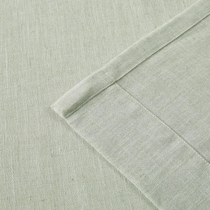 Vision Home Light Green Pinch Pleated Semi Sheer Curtains Textured Linen Blended Light Filtering Window Curtains 90 inch for Living Room Bedroom Patio Pinch Pleat Drapes with Hooks 1 Panel 60" Wx90 L