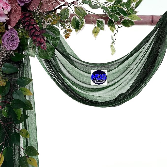 MDS Halloween Chiffon Draping Fabric - 1 Panel, 30" Wide x 40ft Long - Sheer Spooky Arbor & Canopy Drapery for Haunted House Backdrops, Party Ceilings, DIY Costumes & Themed Events - Hunter Green