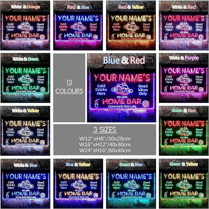 ADVPRO Personalized Your Name Custom Home Bar Beer Established Year Dual Color LED Neon Sign Green & Red 12 x 8.5 Inches st6s32-p1-tm-gr