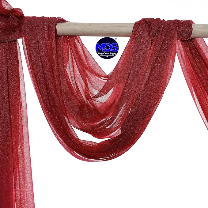 MDS Halloween Chiffon Draping Fabric - 1 Panel, 30" Wide x 75ft Long - Sheer Spooky Arbor & Canopy Drapery for Haunted House Backdrops, Party Ceilings, DIY Costumes & Themed Events - Apple Red