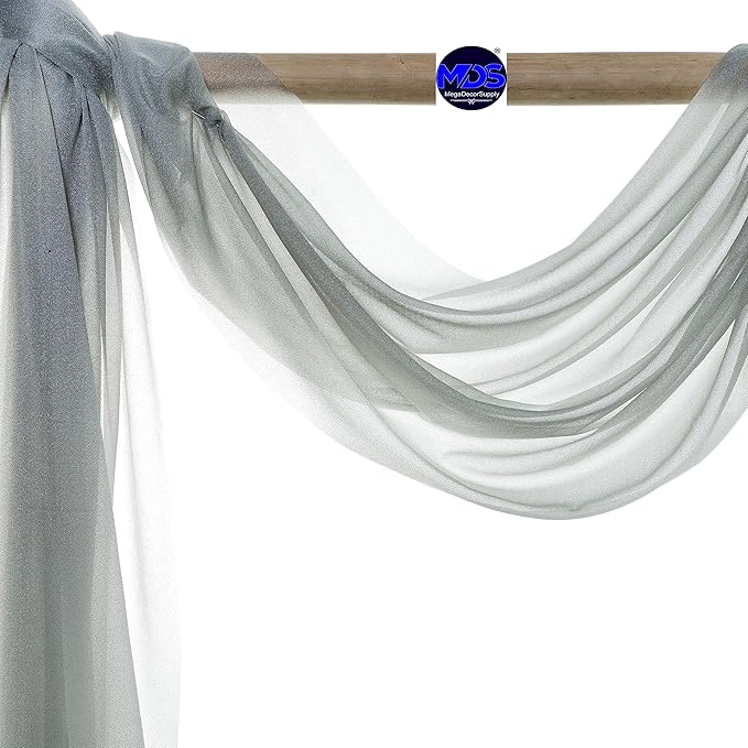 MDS Halloween Chiffon Draping Fabric - 1 Panel, 30" Wide x 20ft Long - Sheer Spooky Arbor & Canopy Drapery for Haunted House Backdrops, Party Ceilings, DIY Costumes & Themed Events - Gray