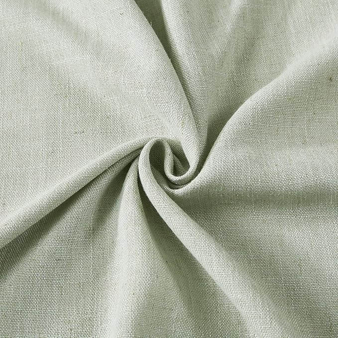 Vision Home Pinch Pleated Semi Sheer Curtains Textured Linen Blended Light Filtering Window Curtains 90 inch for Living Room Bedroom Pinch Pleat Drapes with Hooks 2 Panels 40" Wx90 L,Soft Green