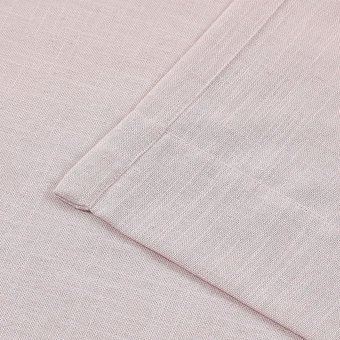 Vision Home Light Pink Pinch Pleated Semi Sheer Curtains Textured Linen Blended Light Filtering Window Curtains 84 inch for Living Room Bedroom Patio Pinch Pleat Drapes with Hooks 1 Panel 60" Wx84 L