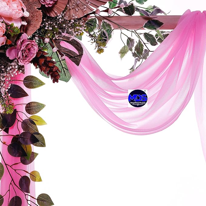 MDS Halloween Chiffon Draping Fabric - 2 Panel, 30" Wide x 40ft Long - Sheer Spooky Arbor & Canopy Drapery for Haunted House Backdrops, Party Ceilings, DIY Costumes & Themed Events - Bubblegum Pink