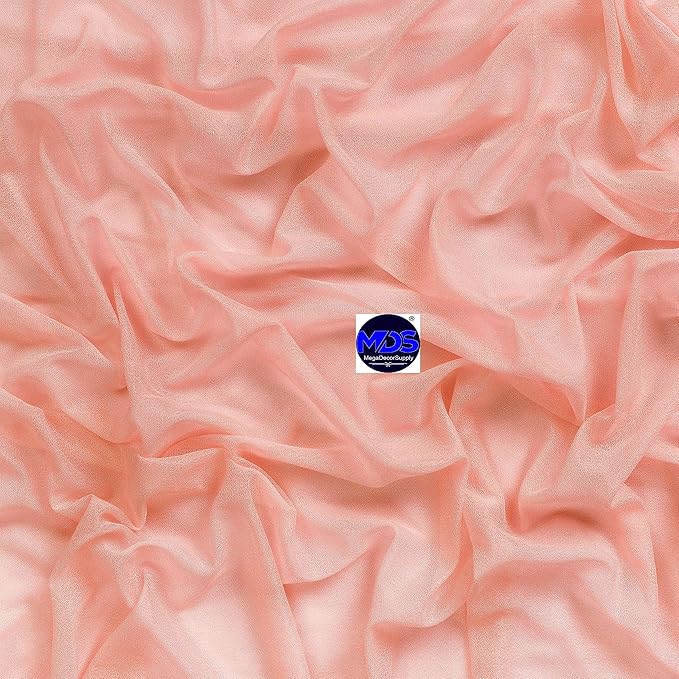 MDS Halloween Chiffon Draping Fabric - 1 Panel, 30" Wide x 50ft Long - Sheer Spooky Arbor & Canopy Drapery for Haunted House Backdrops, Party Ceilings, DIY Costumes & Themed Events - Peach
