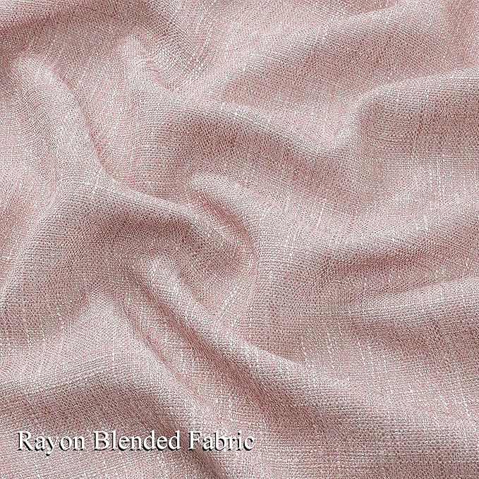 Vision Home Pink Pinch Pleated Semi Sheer Curtains for Girls Bedroom Living Room Textured Light Filtering Window Curtains 90 inch Rayon Blended Pinch Pleat Pink Drapes with Hooks 2 Panels 40" Wx90 L