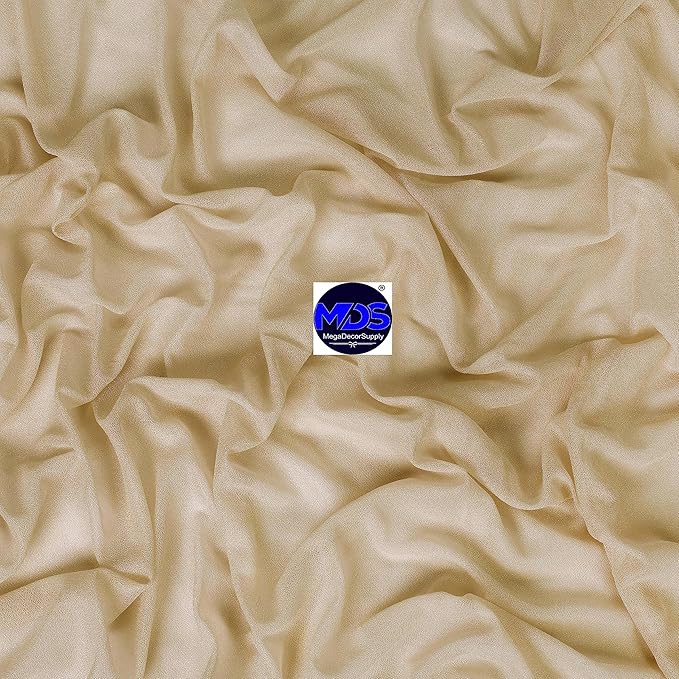 MDS Halloween Chiffon Draping Fabric - 2 Panel, 30" Wide x 20ft Long - Sheer Spooky Arbor & Canopy Drapery for Haunted House Backdrops, Party Ceilings, DIY Costumes & Themed Events - Champagne Gold